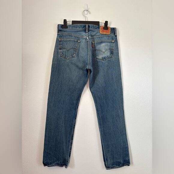 Levi's 501 Vintage 90's Button Fly Medium Wash Straight Leg Distressed 36X36 - Picture 6 of 11